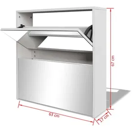 vidaXL Schuhschrank 63 x 67 x 17 cm weiß