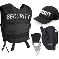 normani Polizei-Kostüm, Karnevalkostüm Kostüm Security Weste inkl. Holster, Handschellen und Mütze schwarz M/L - M/L
