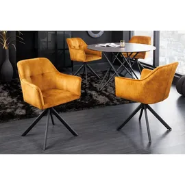 Riess-Ambiente Stuhl LOFT senfgelb Samt drehbar Metallgestell schwarz mit Armlehne