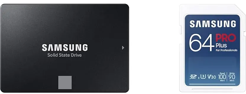 Samsung 870 EVO SATA III 2,5 Zoll SSD, 2 TB, 560 MB/s Lesen & PRO Plus SD-Karte, 64 GB, UHS-I U3, Full HD & 4K UHD