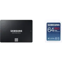 Samsung 870 EVO SATA III 2,5 Zoll SSD, 2 TB, 560 MB/s Lesen & PRO Plus SD-Karte, 64 GB, UHS-I U3, Full HD & 4K UHD