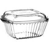 Pasabahce Borcam 2-Teilig Glasschale mit Glasdeckel, eckig, 1150 cc, D: 20,4cm Quadrat Tablett Auflaufform-Set