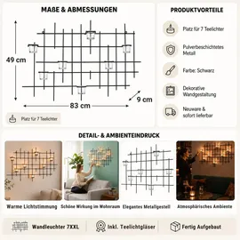 DanDiBo Ambiente Teelichthalter 7XXL Metall Schwarz