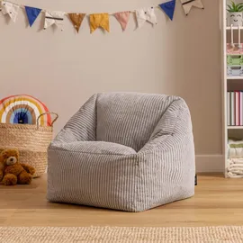 I.C.O.N. Icon Natalia Sitzsack Kinder, Grau, Flauschiger Cord Stoff, Sitzsack Cord mit Füllung, Bequemer Kinder Sessel, Kuschelsessel, Lese Sessel, Schlafzimmer, Kinderzimmer, Spielzimmer