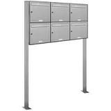 AL Briefkastensysteme Standbriefkasten 6 Fach Edelstahl Silber