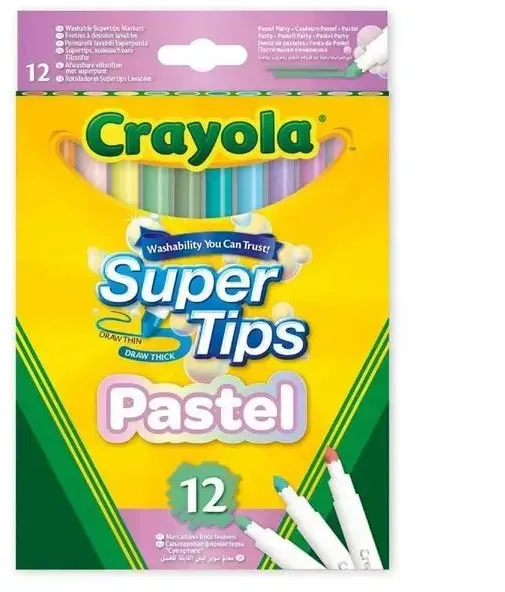 Crayola: Super Tips - Set mit 12 Markern in Pastellfarben