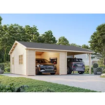 Palmako Garage 706 x 619 cm braun inkl. Seitenwand
