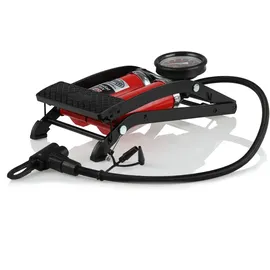 Heyner Premium Fußpumpe mit Manometer Doppelzylinder rot|schwarz