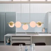 Nordlux Lilly 5-flg. E14 40 cm messing / Glas opalweiß
