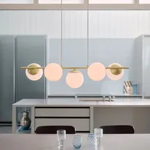 Nordlux Lilly 5-flg. E14 40 cm messing / Glas opalweiß