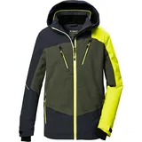 KILLTEC Jungen Skijacke/Funktionsjacke wasserdicht mit Kapuze und Schneefang KSW 389 BYS SKI JCKT, dunkeloliv, 164,