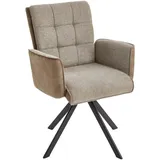 Livetastic Armlehnstuhl, Braun, Schwarz, Holz, Metall, Textil, Pappel, Sperrholz, Füllung: Schaumstoff, Drehkreuz, 61x91x64 cm, Sitzfläche 360° drehbar, Esszimmer, Stühle, Esszimmerstühle, Armlehnenstühle