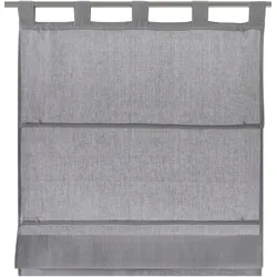 Raffrollo KUTTI "Metis Leinen" Gr. 2, grau, B:60cm H:140cm, Obermaterial: 100% Leinen, Raffrollos, einfarbig, blickdicht, Schlaufenrollo, 100% reines Leinen