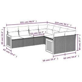 vidaXL Gartensofa-Set 8-tlg. schwarz