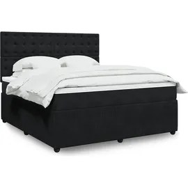 vidaXL Boxspringbett mit Matratze Schwarz 180x200 cm Samt