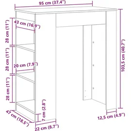 vidaXL Bartisch mit Regal 95 x 47 x 103,5 cm Braun