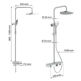 Eisl Futura mit Thermostat Glasablage, Duschsystem, Duschbrause - Silber/Grau