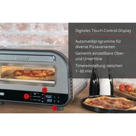 Unold Luigi Pizzaofen elektrisch 450 °C mit Pizzastein & Pizzaschieber Aluminium