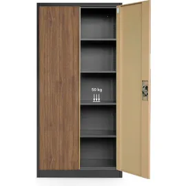 Jan Nowak C001 Aktenschrank 185 x 90 x 40 cm Anthrazit/Holzoptik