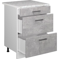 Vicco Schubladenunterschrank Küchenschrank Küchenzeile R-Line 60 cm Weiß Beton