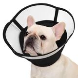 Kuoser Halskrause Hund Weich, Leckschutz Schutzkragen Hund, Comfy Cone Hund, Einstellbarer Halskrause für Hunde Nach op, Atmungsaktive Haustier Elisabethanischer, Halskrause Katze, Schwarz, S