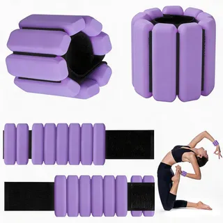 CHUANFU 2 Stück Handgelenkgewichte Verstellbare Je 0.45 kg, Tragbares Gewichtsmanschetten Fuß Ankle Weights, Krafttraining Handgelenk Knöchelgewichte für Yoga Tanz Barre Pilates Cardio Aerobic (Lila)