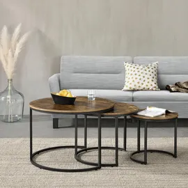 [en.casa] Couchtisch Braun, Holzwerkstoff, 78x55x78 cm, Wohnzimmer, Wohnzimmertische, Couchtische