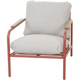 Mendler Aluminium-Gartensessel HWC-O11, Outdoor Stuhl Gartenstuhl, Olefin Stoff/Textil (205 g/m2) terrakotta Polster beige