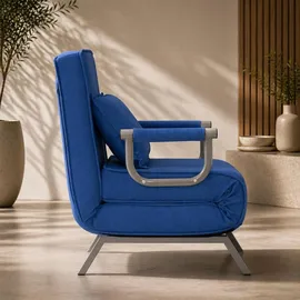 Makika Schlafsessel TED Stoff 59 x 83 x 0 cm Blau mit Kopfkissen