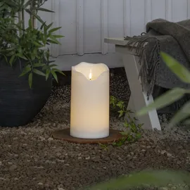MARELIDA XXL LED Kerzen Kunststoff flackernd für Außen weiß 3er Set