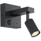 Qazqa LED Leselampe Rex, Smarte Leuchte, ohne Leuchtmittel, Extra-Warmweiß, QAZQA Lese­leuchte, gu10, Schwarz, Metall, Modern schwarz