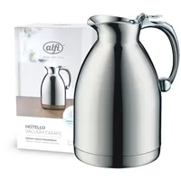 Alfi HOTELLO 1,0l, Isolierkanne aus doppelwandigem Edelstahl, hält 4 Stunden warm, 6 Stunden kalt, locker aufliegender Deckel, mit einer Hand ausgießen, plastikfrei, spülmaschinenfest, für Gastronomie