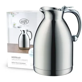 Alfi HOTELLO 1,0l, Isolierkanne aus doppelwandigem Edelstahl, hält 4 Stunden warm, 6 Stunden kalt, locker aufliegender Deckel, mit einer Hand ausgießen, plastikfrei, spülmaschinenfest, für Gastronomie
