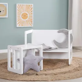 roba Kindersitzgruppe 3in1 Wendehocker umwandelbar Tisch Kinderbank Holz weiß