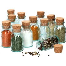 Mambocat 12er Set Gewürzgläser grün 125ml + Korken - zur Aufbewahrung von Kräutern - Gewürzen