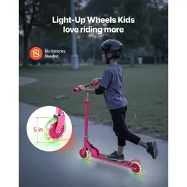 Vevor Scooter (2 Räder) für Kinder ab 3 Jahren, Cityroller Kinderroller mit leuchtenden Rädern & höhenverstellbarem Lenker & rutschfestem Deck & faltbarem Rahmen, Tretroller bis zu 50 kg, Pink