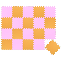 LittleTom Puzzlematte 20 Teile Baby Kinder Puzzlematte ab Null - 30x30cm, Puzzleteile, pink gelbe Kindermatte bunt