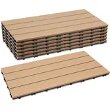 Tolletour 60er Set Wpc Terrassenfliesen Für Garten, 4 Lamellen, 30 × 60 Cm, Klicksystem, Holz-kunststoff-verbund In Teakoptik