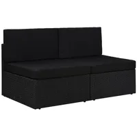 VidaXL Modulares 2-Sitzer-Sofa Poly Rattan Schwarz