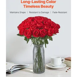 Vevor Künstliche Blumen Rosen, 500 Stück Kunstblumen, Rote Gefälschte Rose mit Stielen, Schaumrosen für DIY Hochzeit Blumensträuße Braut Valentinstag Muttertag Zuhause Dekoration