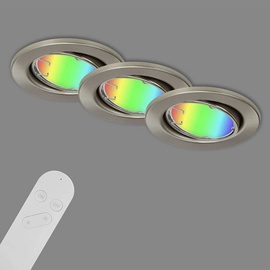 Briloner LED-Einbauleuchte Fit Move S, CCT RGB 3er, nickel