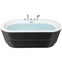 Freistehende Badewanne EMPRESA mit Armaturen 170 x 80 cm Schwarz