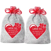 24 Adventskalender Säckchen (12 x 20 cm) aus Filz mit 24 "Liebe ist ..."-Sprüchen (für Erwachsene Männer & Frauen geeignet) für Adventskalender zum Befüllen von Adventino