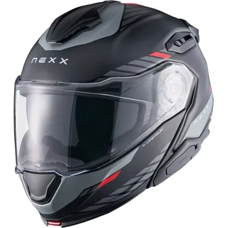 NEXX X.Lifetour Globe Klapphelm - Matt Schwarz/Grau/Rot / M