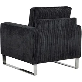 Beliani Sessel VIND Cord 78 x 113 x 93 cm Schwarz mit Kissen