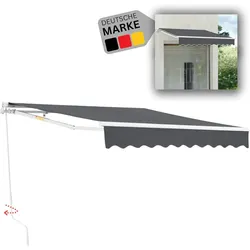 DELUKE® Gelenkarmmarkise 250x200cm - mit Handkurbel | Terrassenmarkise Klemmmarkise Balkonmarkise Sonnenmarkise Sonnenschutz  | Anthrazit