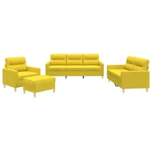 vidaXL 4-tlg. Sofagarnitur mit Kissen Hellgelb Stoff