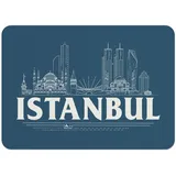 Istanbul Minimalist Travel Culture Türkei Platzdeckchen, Kork, Blau, 4 Stück