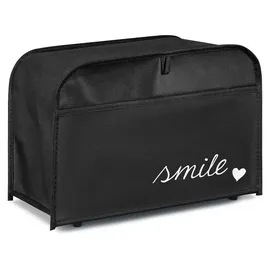 kwmobile Abdeckhaube für 2-Scheiben Toaster 19 x 20,3 x 28 cm Weiß Schwarz Smile Herz