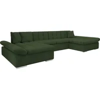 MIRJAN24 Ecksofa Alia Cord mit Regulierbare Armlehnen, U-Form Schlafsofa vom Hersteller mit Zwei Bettkasten (Farbe: Poso 14) - Grün
